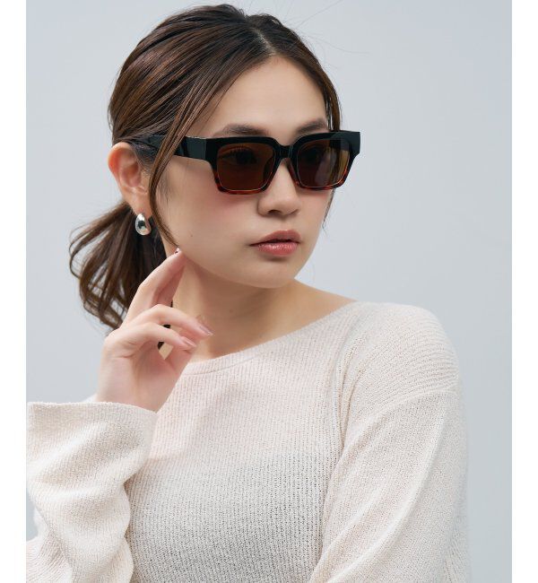  「SUNCUTGlasses/UV100%CUT ウェリントン型 サングラス [度無し専用] 四角 太縁 紫外線対策 UVカット」|サングラス|