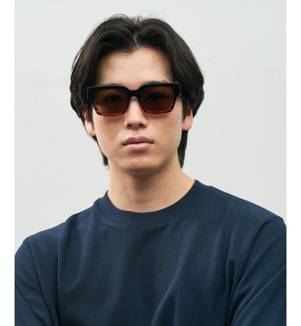  「SUNCUTGlasses/UV100%CUT ウェリントン型 サングラス [度無し専用] 四角 太縁 紫外線対策 UVカット」|サングラス|