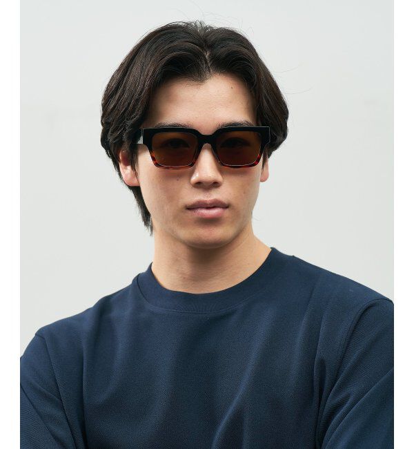  「SUNCUTGlasses/UV100%CUT ウェリントン型 サングラス [度無し専用] 四角 太縁 紫外線対策 UVカット」|サングラス|