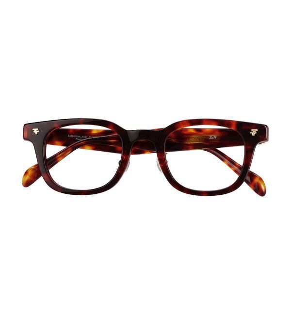  「[東海オンエア としみつさんコラボ] Zoff | TOSHIMITSU メガネ | 太縁 伊達メガネ 度付き レンズ交換券付」|メガネ|茶系デミ