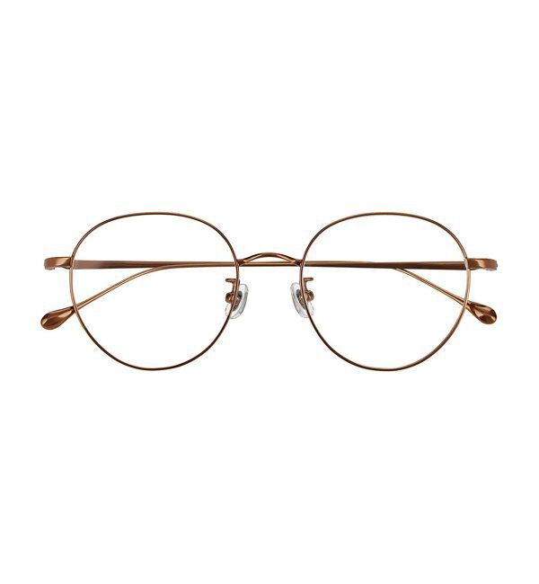  「 ボストン型 メガネ | チタン、軽量、メタル、高級感、伊達メガネ Zoff  レンズ交換券付 レンズ交換券付」|メガネ|薄ブラウン