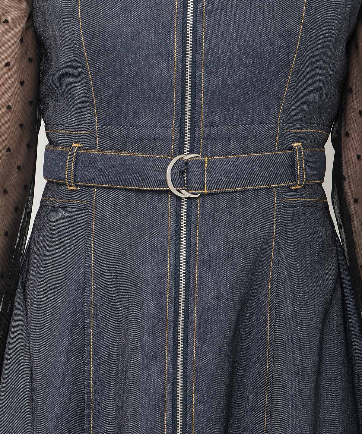 REDYAZEL「デニムライクフロントジップワンピース」|ワンピース|