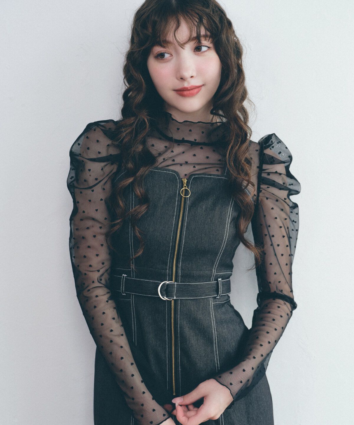 REDYAZEL「デニムライクフロントジップワンピース」|ワンピース|