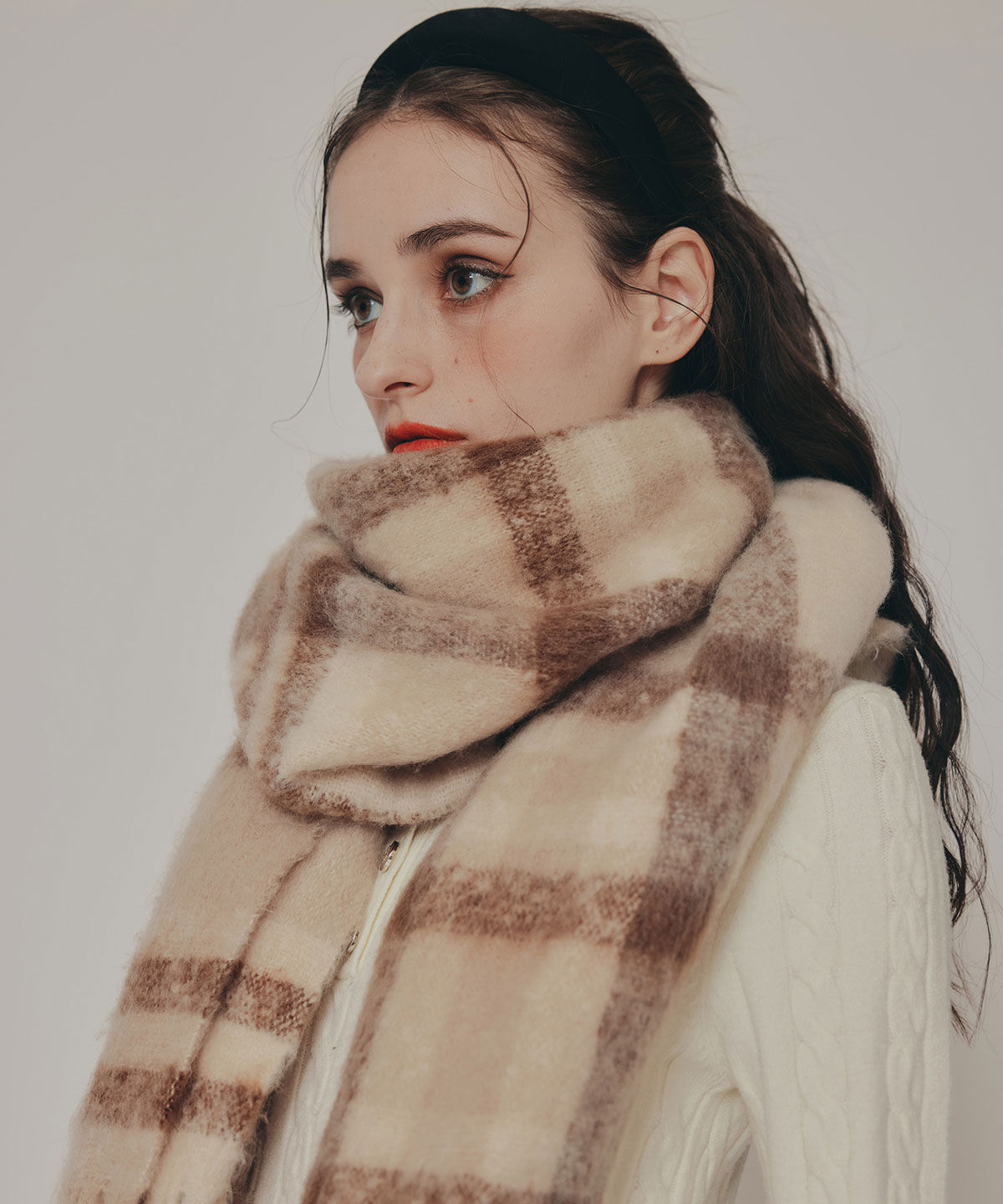 REDYAZEL「ワイドチェックマフラー」|マフラー|beige/ﾁｪｯｸ