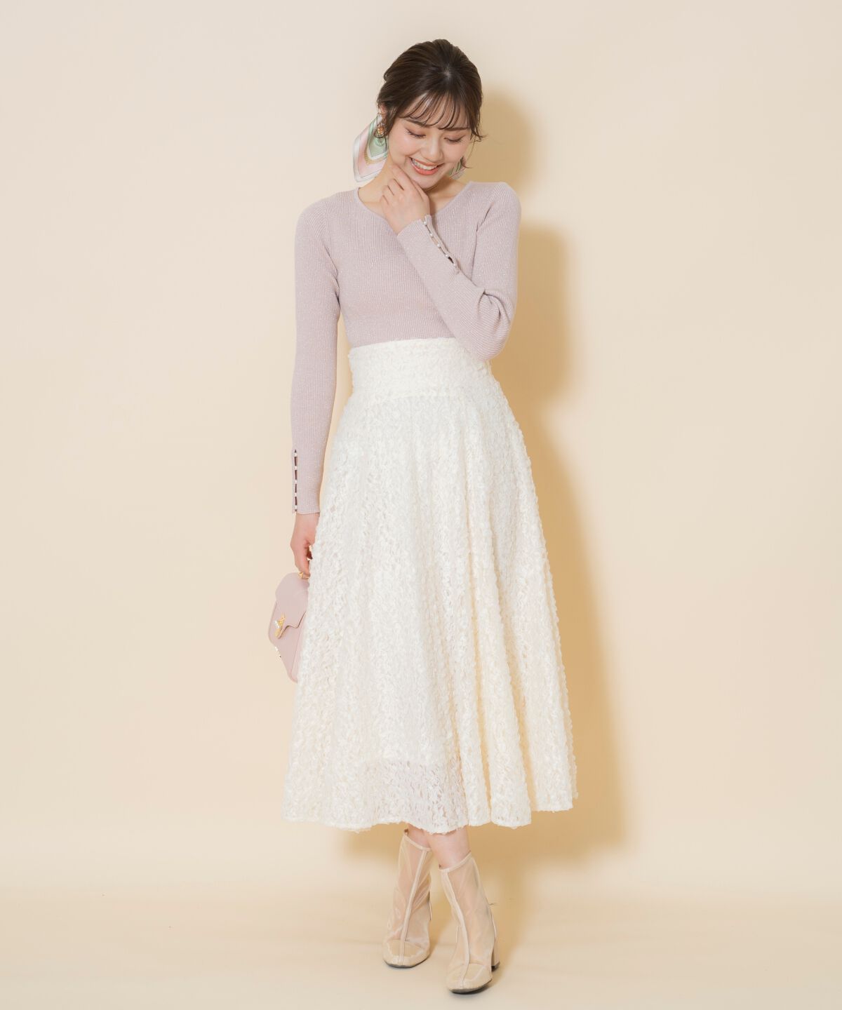 WILLSELECTION「ハートネックラメプルオーバー」|ニット・セーター|