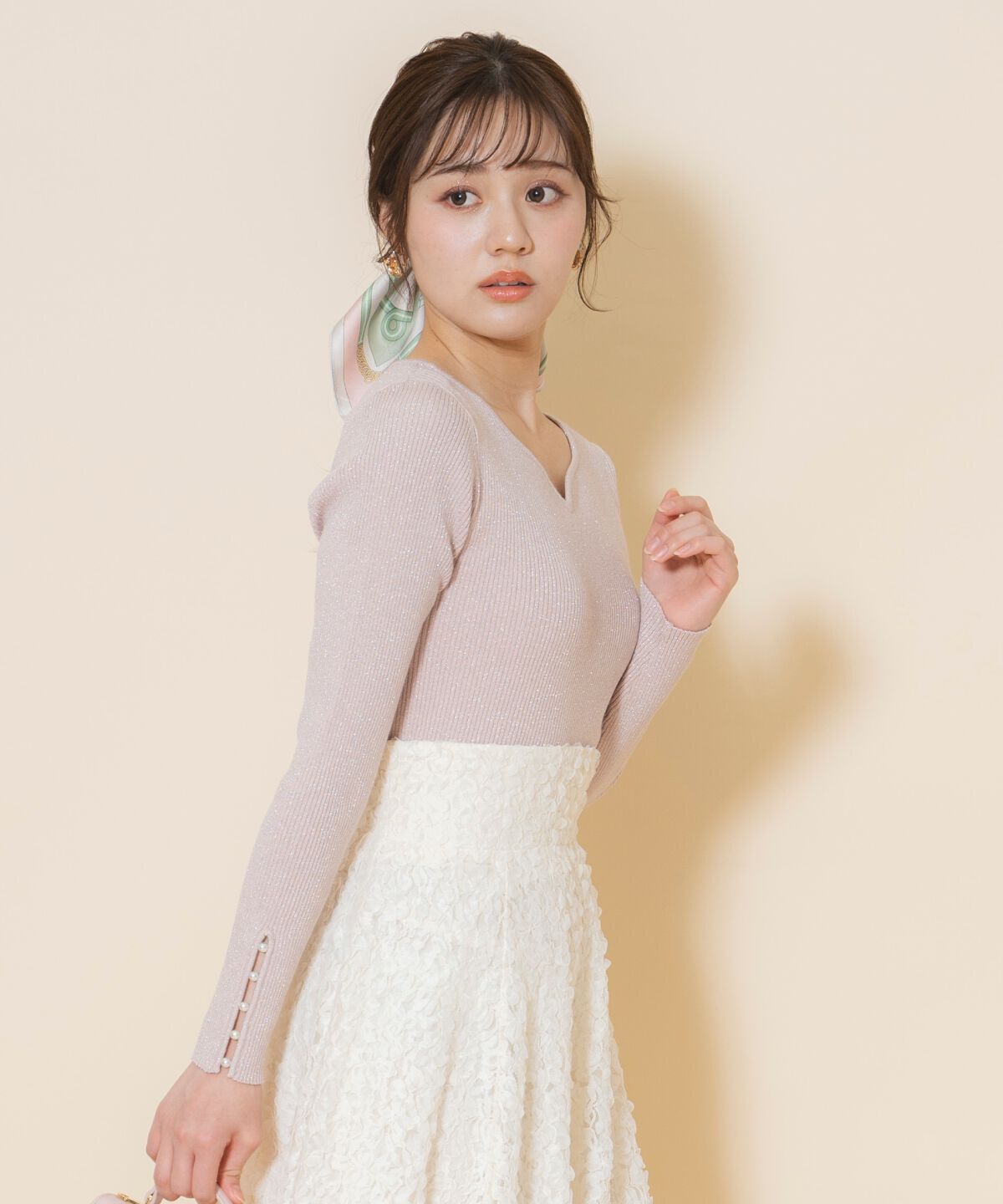 WILLSELECTION「ハートネックラメプルオーバー」|ニット・セーター|