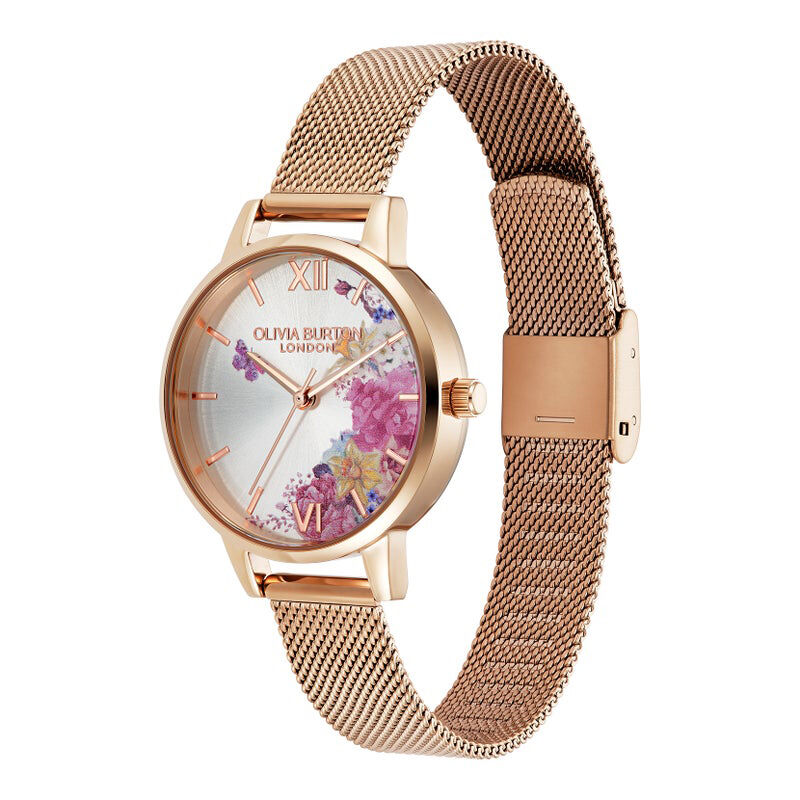 OLIVIA BURTON 「〈OLIVIA BURTON(ｵﾘﾋﾞｱﾊﾞｰﾄﾝ)〉ｼｸﾞﾈﾁｬｰ 30mm ｲﾗｽﾄﾚｲﾃｯﾄﾞ ﾌﾛｰﾗﾙ RGﾒｯｼｭ」|腕時計|