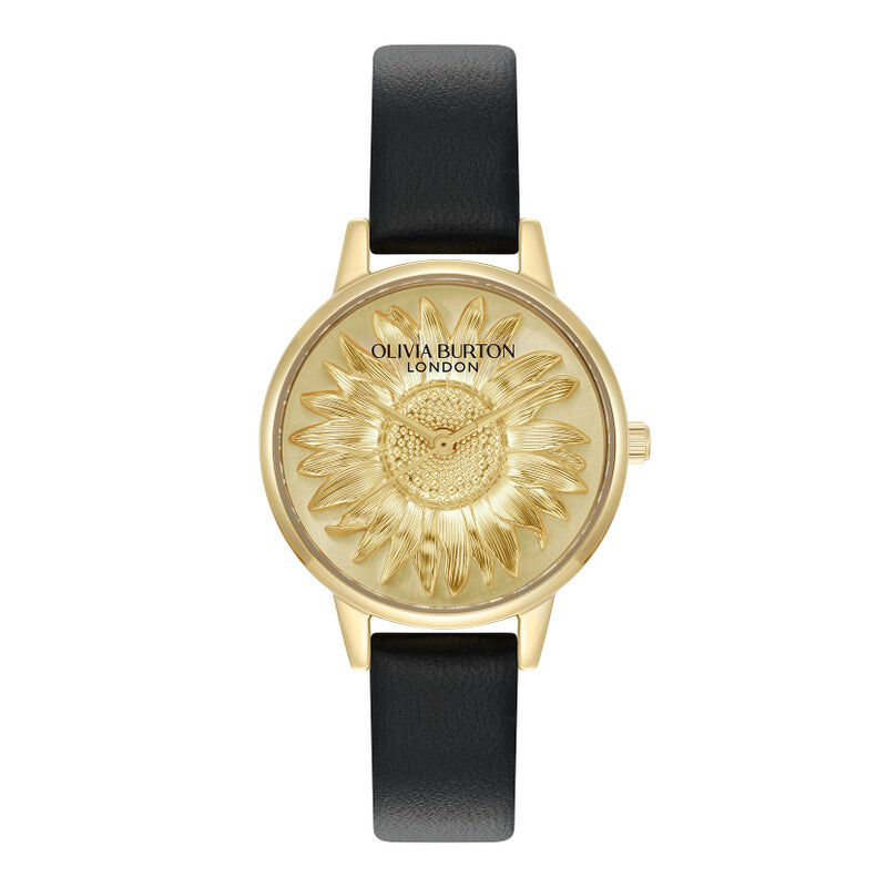 OLIVIA BURTON 「〈OLIVIA BURTON(ｵﾘﾋﾞｱﾊﾞｰﾄﾝ)〉3D ﾌﾗﾜｰ ﾐﾃﾞｨｺﾞｰﾙﾄﾞ ﾌﾞﾗｯｸﾚｻﾞｰ」|腕時計|