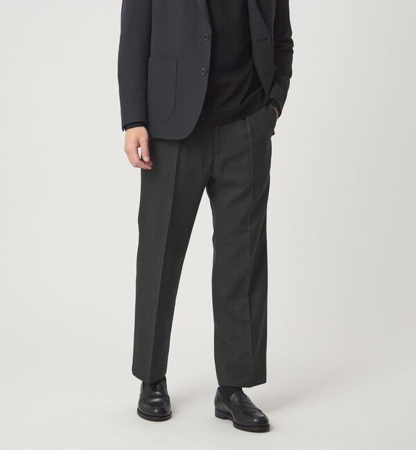 UNITED ARROWS green label relaxing「TW ギャバジン 1プリーツ ドレスチノ パンツ -ウォッシャブル-」|スラックス|DK.GRAY