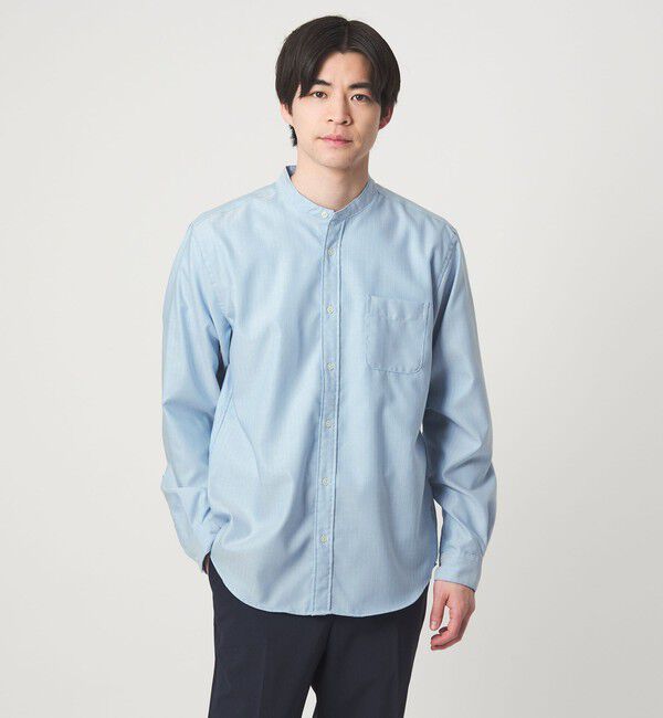 UNITED ARROWS green label relaxing「W/R オックスフォード バンドカラー 長袖 シャツ」|シャツ・ブラウス|LT.BLUE