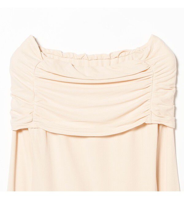 Ray BEAMS 「リブ ギャザー オフショルダー Tシャツ」|Tシャツ・カットソー|