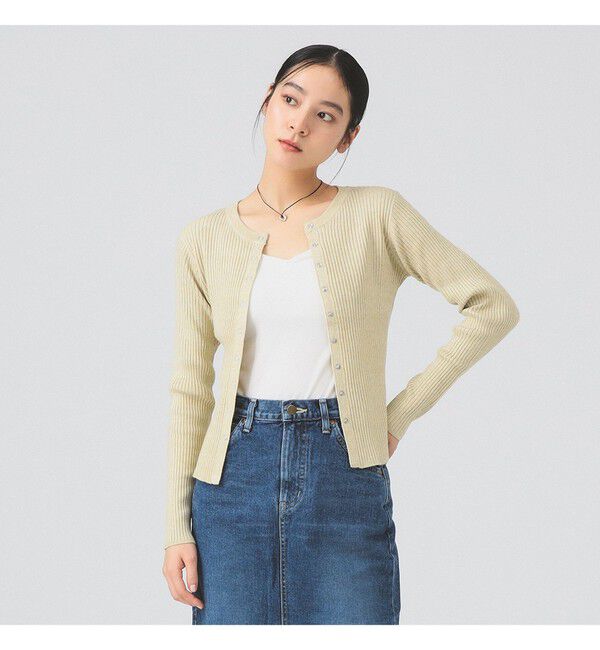 Ray BEAMS 「メランジ リブ スナップ カーディガン」|カーディガン|