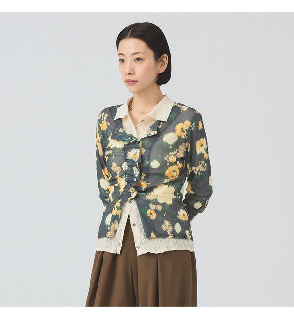 Ray BEAMS 「シアー フラワープリント カーディガン」|カーディガン|