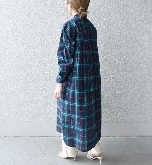 SHIPS any「SHIPS any:〈ウォッシャブル〉ネオンチェック パフシャツ ワンピース」|ワンピース|