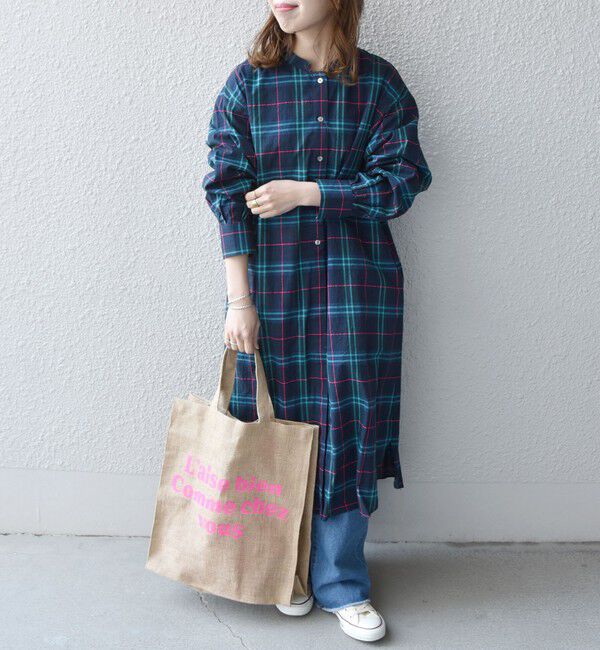 SHIPS any「SHIPS any:〈ウォッシャブル〉ネオンチェック パフシャツ ワンピース」|ワンピース|