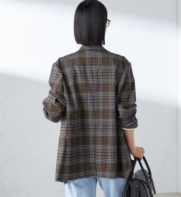 SHIPS for women「〈手洗い可能〉ウール混 チェック ダブルボタン ジャケット」|テーラードジャケット|