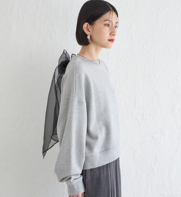 SHIPS for women「Wai＋:〈手洗い可能〉裏毛 オーガンジー スウェット」|スウェット・ジャージ|