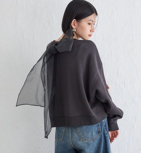 SHIPS for women「Wai＋:〈手洗い可能〉裏毛 オーガンジー スウェット」|スウェット・ジャージ|