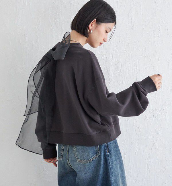 SHIPS for women「Wai＋:〈手洗い可能〉裏毛 オーガンジー スウェット」|スウェット・ジャージ|