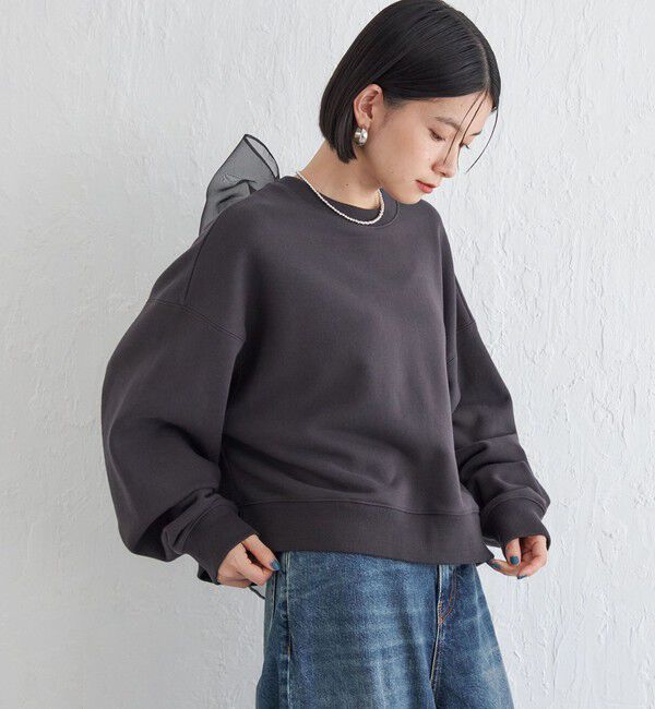 SHIPS for women「Wai＋:〈手洗い可能〉裏毛 オーガンジー スウェット」|スウェット・ジャージ|