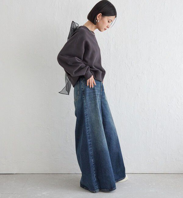 SHIPS for women「Wai＋:〈手洗い可能〉裏毛 オーガンジー スウェット」|スウェット・ジャージ|