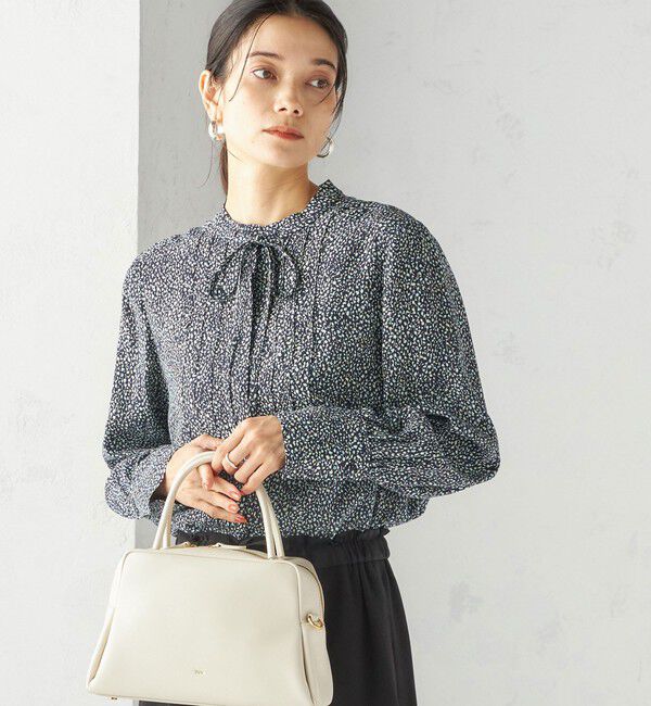 SHIPS for women「IPEKER プリント ピンタック ブラウス」|シャツ・ブラウス|ダークブルー