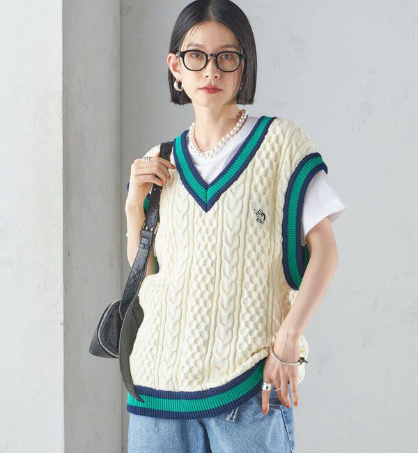 SHIPS for women「【SHIPS別注】LOGAN KNITTING MILLS: チルデン Vネック ベスト」|ベスト・ジレ|