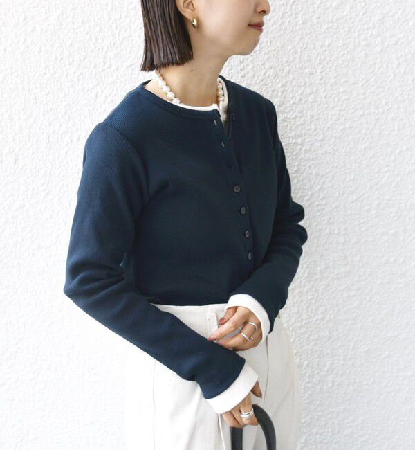 SHIPS for women「〈洗濯機可能〉ポッシュ テレコ リブ ボタン カーディガン」|カーディガン|