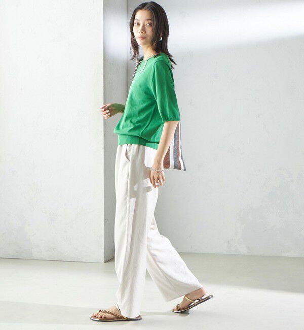 SHIPS for women「〈接触冷感 / 手洗い可能〉アイスコットン ショート スリーブ プルオーバー」|ニット・セーター|