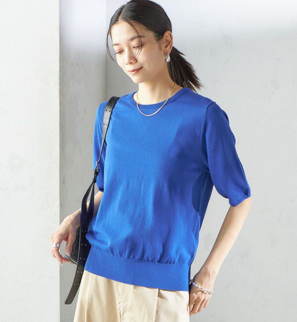 SHIPS for women「〈接触冷感 / 手洗い可能〉アイスコットン ショート スリーブ プルオーバー」|ニット・セーター|