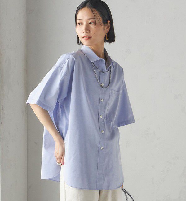 SHIPS for women「〈洗濯機可能〉オックス 刺繍 ショート スリーブ シャツ」|シャツ・ブラウス|