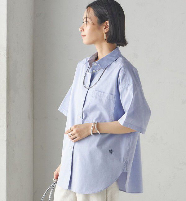 SHIPS for women「〈洗濯機可能〉オックス 刺繍 ショート スリーブ シャツ」|シャツ・ブラウス|