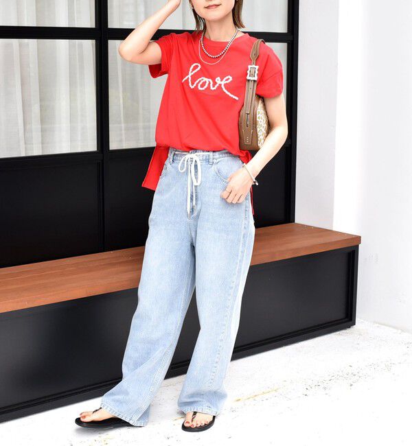 SHIPS for women「【WEB限定】ファンシー コード 刺繍 ロゴ TEE」|Tシャツ・カットソー|