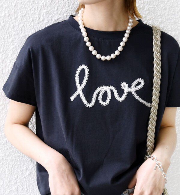 SHIPS for women「【WEB限定】ファンシー コード 刺繍 ロゴ TEE」|Tシャツ・カットソー|ネイビー