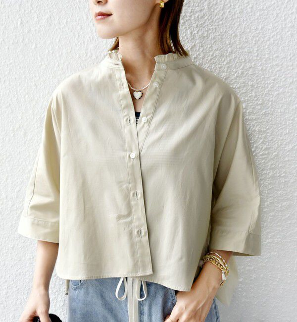 SHIPS for women「【WEB限定】〈手洗い可能〉ブロード ストライプ / 無地 切替 パッチワーク シャツ」|シャツ・ブラウス|