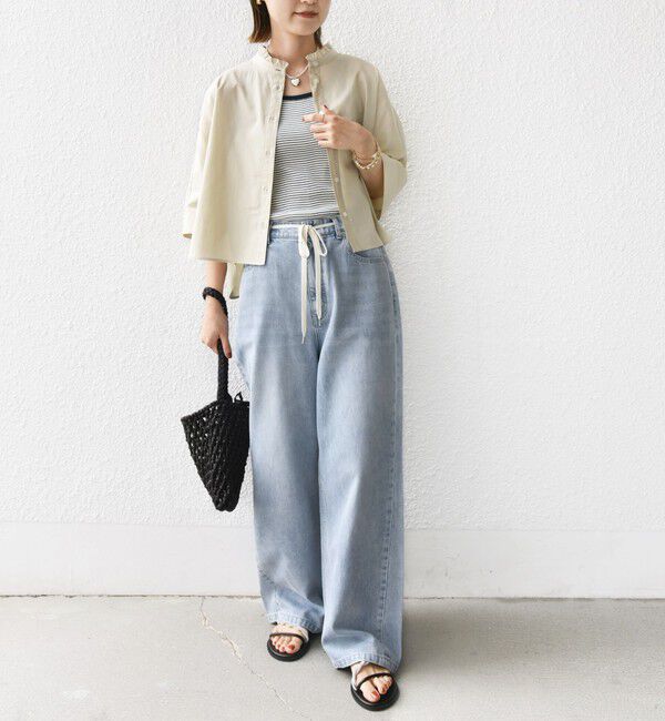 SHIPS for women「【WEB限定】〈手洗い可能〉ブロード ストライプ / 無地 切替 パッチワーク シャツ」|シャツ・ブラウス|