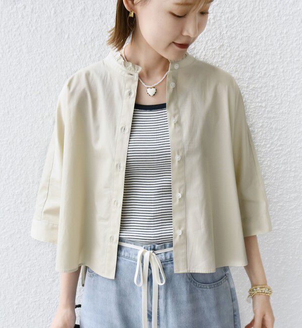 SHIPS for women「【WEB限定】〈手洗い可能〉ブロード ストライプ / 無地 切替 パッチワーク シャツ」|シャツ・ブラウス|