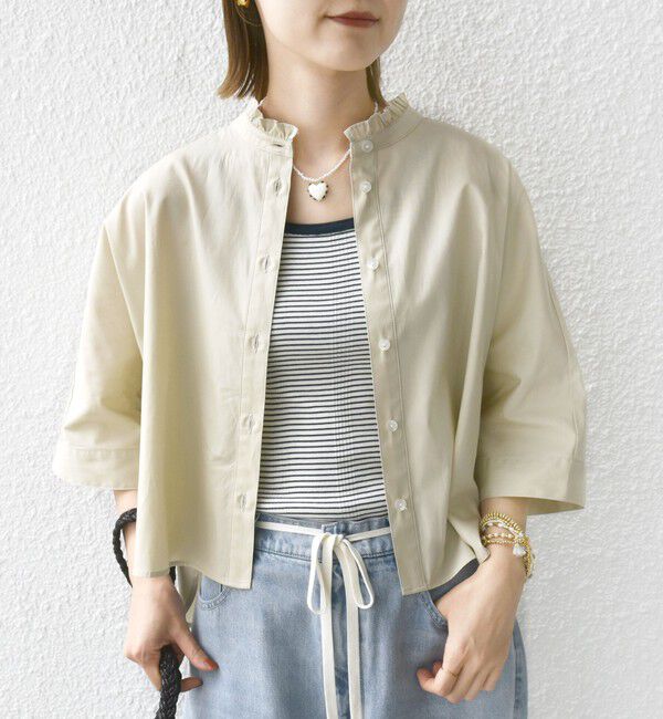 SHIPS for women「【WEB限定】〈手洗い可能〉ブロード ストライプ / 無地 切替 パッチワーク シャツ」|シャツ・ブラウス|