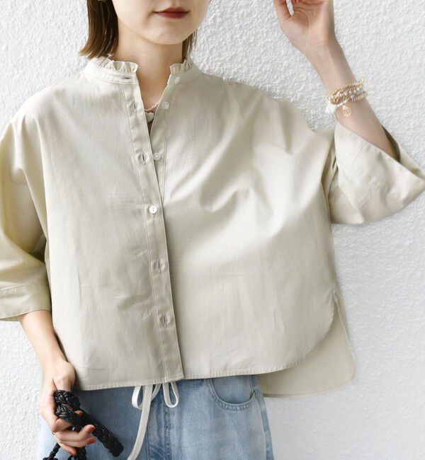 SHIPS for women「【WEB限定】〈手洗い可能〉ブロード ストライプ / 無地 切替 パッチワーク シャツ」|シャツ・ブラウス|