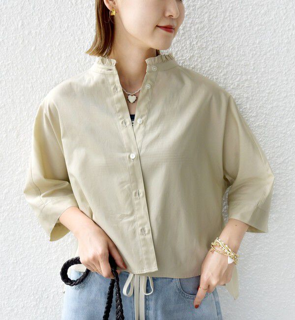 SHIPS for women「【WEB限定】〈手洗い可能〉ブロード ストライプ / 無地 切替 パッチワーク シャツ」|シャツ・ブラウス|