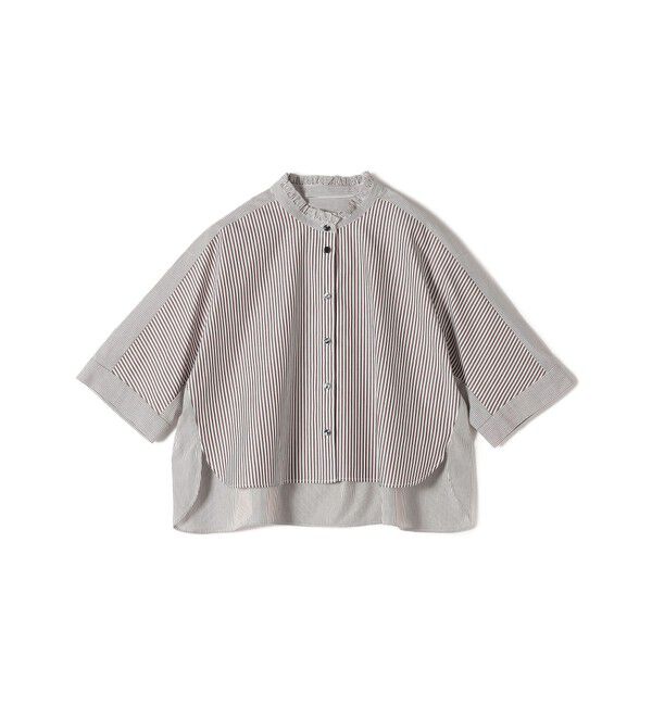 SHIPS for women「【WEB限定】〈手洗い可能〉ブロード ストライプ / 無地 切替 パッチワーク シャツ」|シャツ・ブラウス|