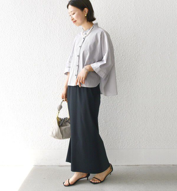 SHIPS for women「【WEB限定】〈手洗い可能〉ブロード ストライプ / 無地 切替 パッチワーク シャツ」|シャツ・ブラウス|