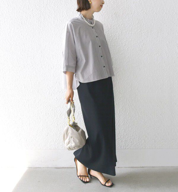 SHIPS for women「【WEB限定】〈手洗い可能〉ブロード ストライプ / 無地 切替 パッチワーク シャツ」|シャツ・ブラウス|