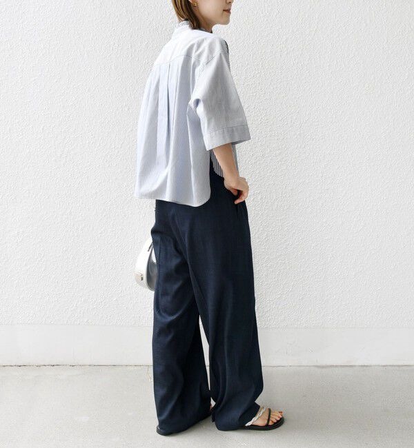 SHIPS for women「【WEB限定】〈手洗い可能〉ブロード ストライプ / 無地 切替 パッチワーク シャツ」|シャツ・ブラウス|