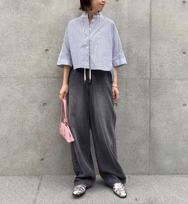 SHIPS for women「【WEB限定】〈手洗い可能〉ブロード ストライプ / 無地 切替 パッチワーク シャツ」|シャツ・ブラウス|