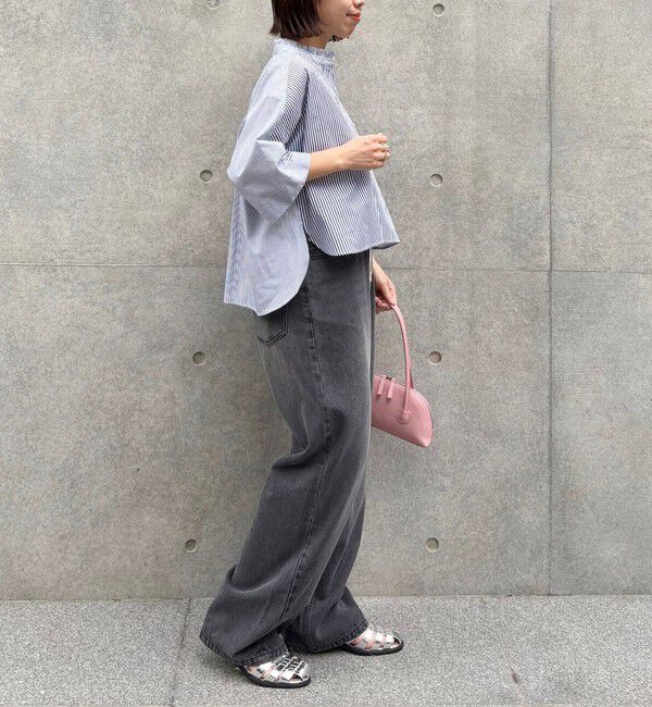 SHIPS for women「【WEB限定】〈手洗い可能〉ブロード ストライプ / 無地 切替 パッチワーク シャツ」|シャツ・ブラウス|