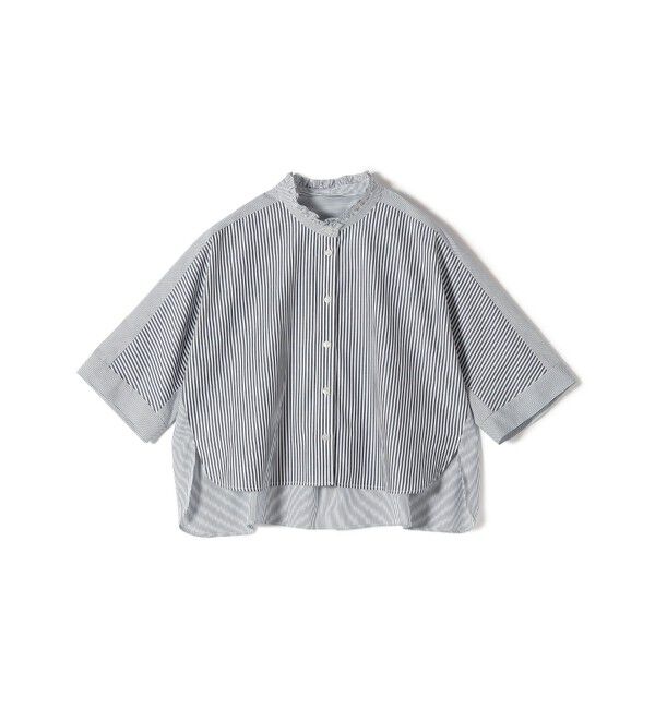 SHIPS for women「【WEB限定】〈手洗い可能〉ブロード ストライプ / 無地 切替 パッチワーク シャツ」|シャツ・ブラウス|