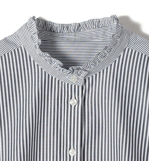 SHIPS for women「【WEB限定】〈手洗い可能〉ブロード ストライプ / 無地 切替 パッチワーク シャツ」|シャツ・ブラウス|