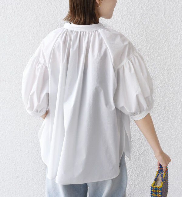 SHIPS for women「〈接触冷感 / 撥水加工〉TEX BRID(R)タフタ スキッパー 5分袖 ブラウス」|シャツ・ブラウス|