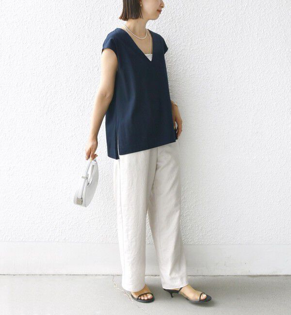 SHIPS for women「〈手洗い可能〉スムース Vネック フレンチ スリーブ」|タンクトップ|